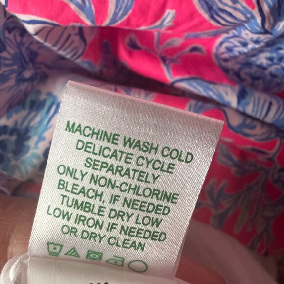 New Lilly Pulitzer Nastia Short Sleeve Cotton Dress Pink Floral Tiered Zip Sz 12 - Picture 10 of 14